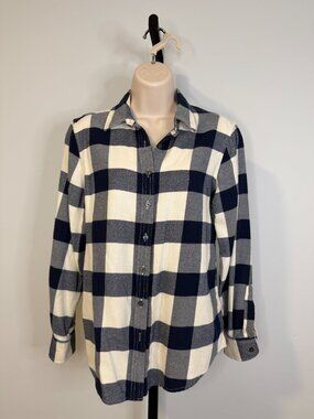 Land's End Navy, White Plaid Long Sleeve Top - Size 6P